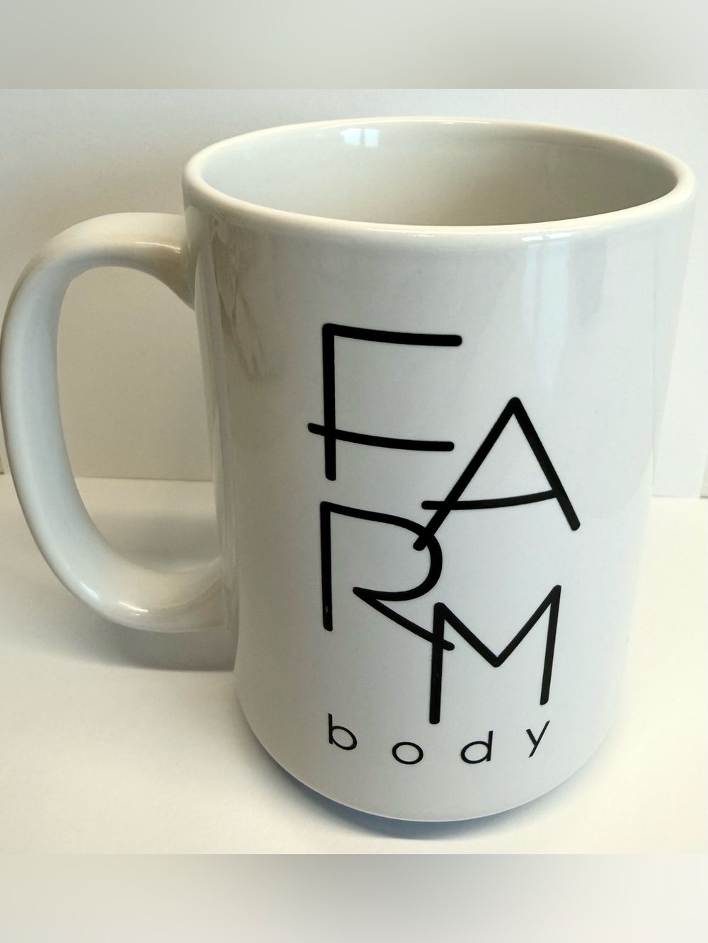 Farm Body Large White Ceramic Coffee Mug Farmhouse Kitchen Decor